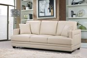 Nailhead trim design beige contemporary sofa by Meridian additional picture 2