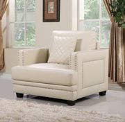 Nailhead trim design beige contemporary sofa by Meridian additional picture 4