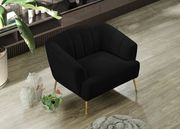 Black velvet contemporary sofa w/ golden legs by Meridian additional picture 2
