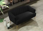 Black velvet contemporary sofa w/ golden legs by Meridian additional picture 4