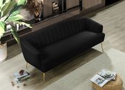 Black velvet contemporary sofa w/ golden legs by Meridian additional picture 6