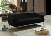 Black velvet contemporary sofa w/ golden legs by Meridian additional picture 7
