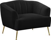 Black velvet contemporary chair w/ golden legs by Meridian additional picture 3