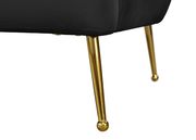 Black velvet contemporary chair w/ golden legs by Meridian additional picture 4