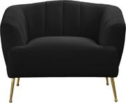 Black velvet contemporary chair w/ golden legs by Meridian additional picture 7