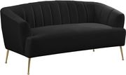 Black velvet contemporary loveseat w/ golden legs by Meridian additional picture 4