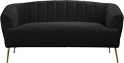 Black velvet contemporary loveseat w/ golden legs by Meridian additional picture 7