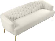 Cream velvet contemporary sofa w/ golden legs by Meridian additional picture 2