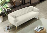 Cream velvet contemporary sofa w/ golden legs by Meridian additional picture 3