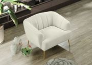Cream velvet contemporary chair w/ golden legs by Meridian additional picture 2