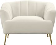 Cream velvet contemporary chair w/ golden legs by Meridian additional picture 7