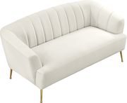 Cream velvet contemporary loveseat w/ golden legs by Meridian additional picture 2
