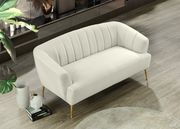 Cream velvet contemporary loveseat w/ golden legs by Meridian additional picture 3