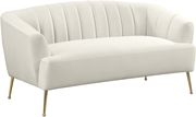 Cream velvet contemporary loveseat w/ golden legs by Meridian additional picture 4