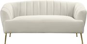 Cream velvet contemporary loveseat w/ golden legs by Meridian additional picture 7