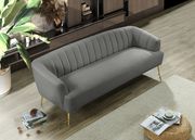Gray velvet contemporary sofa w/ golden legs by Meridian additional picture 3