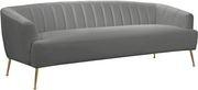 Gray velvet contemporary sofa w/ golden legs by Meridian additional picture 7
