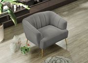 Gray velvet contemporary chair w/ golden legs by Meridian additional picture 2