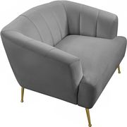 Gray velvet contemporary chair w/ golden legs by Meridian additional picture 5