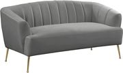 Gray velvet contemporary loveseat w/ golden legs by Meridian additional picture 4