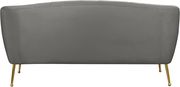 Gray velvet contemporary loveseat w/ golden legs by Meridian additional picture 6
