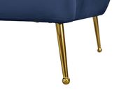 Navy velvet contemporary sofa w/ golden legs by Meridian additional picture 5