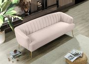 Pink velvet contemporary sofa w/ golden legs by Meridian additional picture 3