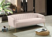 Pink velvet contemporary sofa w/ golden legs by Meridian additional picture 4