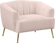 Pink velvet contemporary chair w/ golden legs by Meridian additional picture 2
