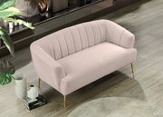 Pink velvet contemporary loveseat w/ golden legs by Meridian additional picture 3