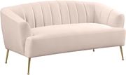 Pink velvet contemporary loveseat w/ golden legs by Meridian additional picture 4