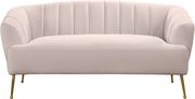 Pink velvet contemporary loveseat w/ golden legs by Meridian additional picture 7