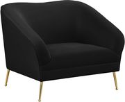 Elegant & sleek black velvet contemporary chair by Meridian additional picture 2