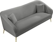 Elegant & sleek gray velvet contemporary sofa by Meridian additional picture 2