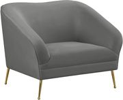 Elegant & sleek gray velvet contemporary chair by Meridian additional picture 2