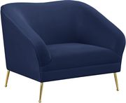 Elegant & sleek navy velvet contemporary chair by Meridian additional picture 2