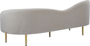 Cream velvet curved design modern sofa by Meridian additional picture 2