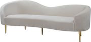 Cream velvet curved design modern sofa by Meridian additional picture 3