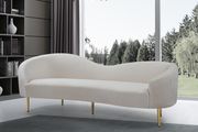 Cream velvet curved design modern sofa by Meridian additional picture 4