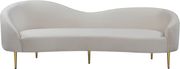 Cream velvet curved design modern sofa by Meridian additional picture 5