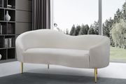 Cream velvet curved design modern sofa by Meridian additional picture 6