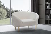 Cream velvet curved design modern sofa by Meridian additional picture 9
