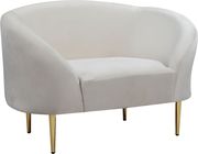 Cream velvet curved design modern chair by Meridian additional picture 2