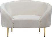 Cream velvet curved design modern chair by Meridian additional picture 3