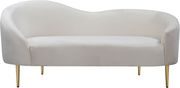Cream velvet curved design modern loveseat by Meridian additional picture 2