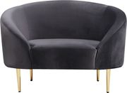 Gray velvet curved design modern chair by Meridian additional picture 3