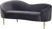 Gray velvet curved design modern loveseat by Meridian additional picture 2