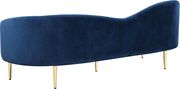 Navy velvet curved design modern sofa by Meridian additional picture 3