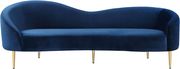 Navy velvet curved design modern sofa by Meridian additional picture 4