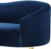 Navy velvet curved design modern loveseat by Meridian additional picture 2